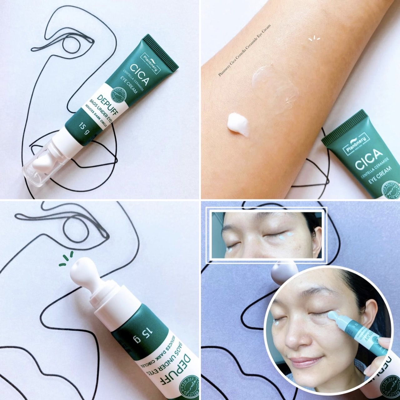Plantnery Cica Centella Ceramide Eye Cream,ปรับสภาพผิวใต้ตากระจ่างใส
